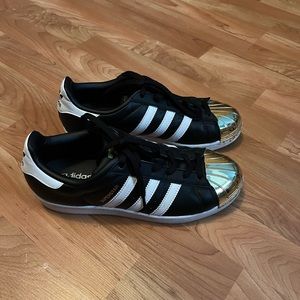 Adidas Superstar with gold toe